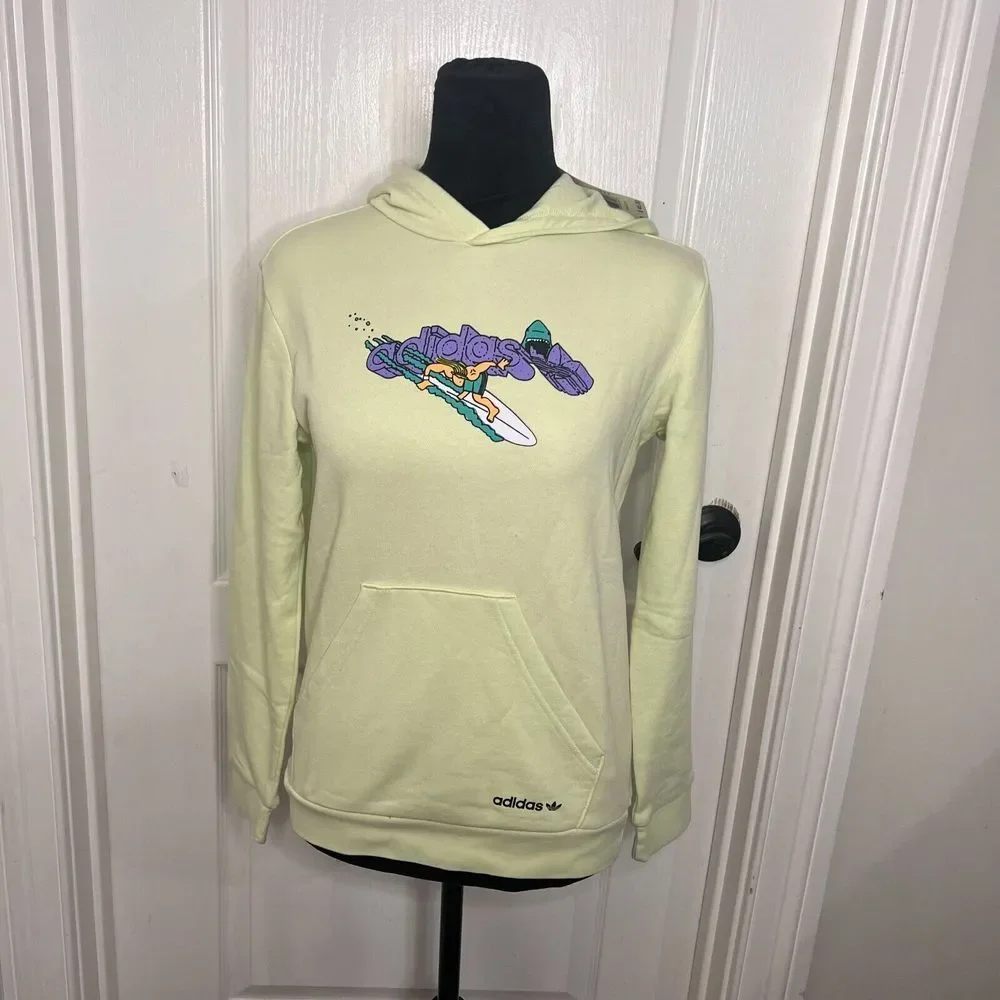 Adidas Kids Sweater‎ Medium Green Originals Graphics Hoodie Surf Pullover NWT